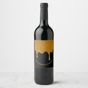 Honey Drips Sweet Bakery Gold Black Jar Wine Label