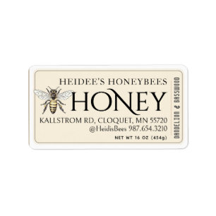 Honey Editable Label Vintage Queen Bee Gold Border