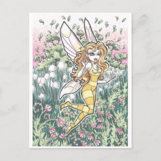 Honey Fae flower garden fairy Fantasy Art Print Postcard