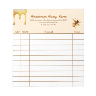 Honey Farm Custom sales receipt   Notepad