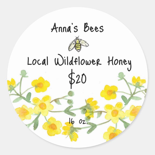 Honey For Sale Bee Custom Product Label (Front)
