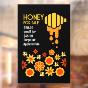 Honey For Sale Window Cling