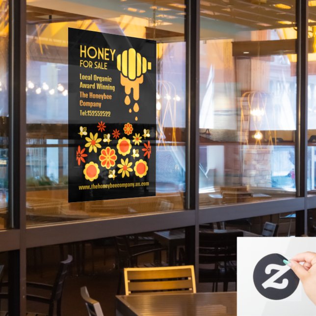 Honey For Sale Window Cling (Restaurant Window)