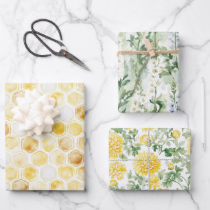 Honey Garden Flowers Christmas Wrapping Paper Sheet