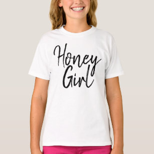 Honey Girl Typography Black & White Girly Kids T-Shirt