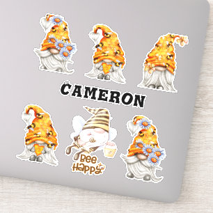 Honey Gnome Collection Bees, Floral, Add Name 8"