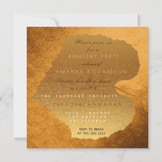 Honey Gold Autumn Fall Golden Leaves Birthday Invitation (Front)