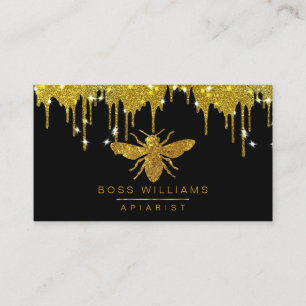 Honey Gold Drips Faux Honey Bee Glitter Business Card
