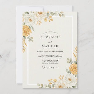 Honey Gold Leafy Wedding Invitation