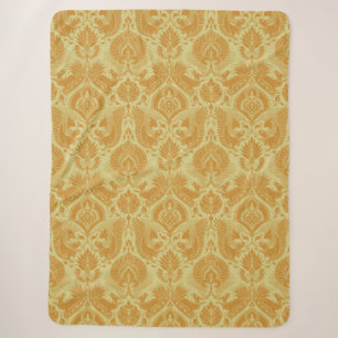 Honey-Gold Mediaeval Damask Sherpa Blanket