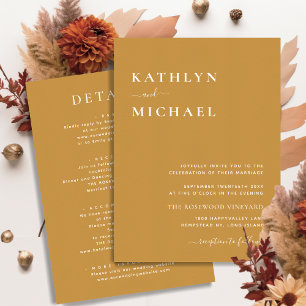 Honey Gold Modern Typography All In One Wedding Invitation