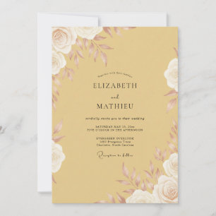 Honey Gold Peony Wedding Invitation