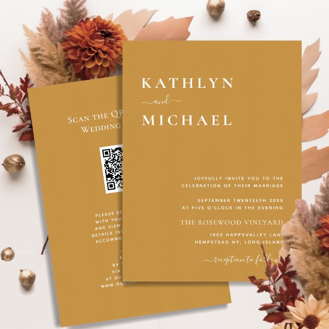Honey Gold QR Code All In One Modern Wedding Invitation (Creator Uploaded)