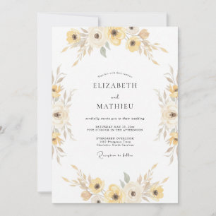 Honey Gold Ranunculus Eucalyptus Wedding Invitation