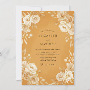 Honey Gold Refined Autumnal Wedding Invitation