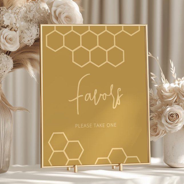 Honey Golden Beige Baby Shower Favours Sign (Creator Uploaded)