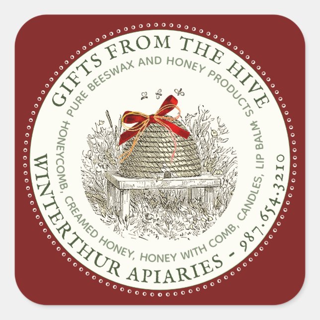 Honey Holiday Sticker for Bags Baskets Boxes Red (Front)