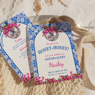Honey Honey Dancing Queen Bachelorette Weekend  Invitation