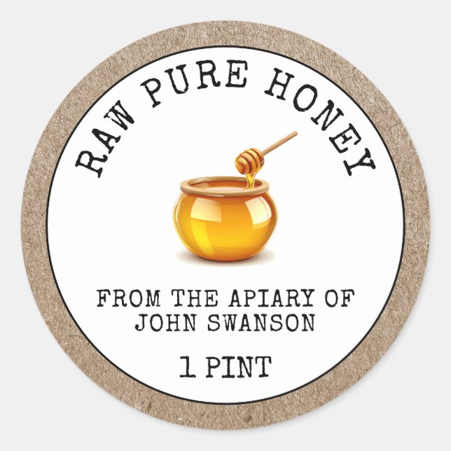 Honey Honeycomb Apiary Honey Pot Classic Round Sticker (Front)