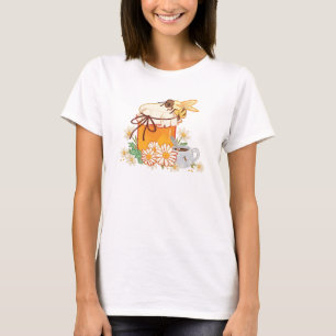 Honey Jar and Wildflowers Cottagecore Bee T-Shirt