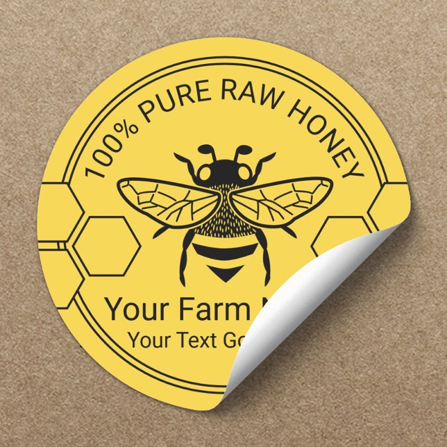 Honey Jar Bee Honey Apiary Beekeeper Farm Honey Classic Round Sticker (Creator Uploaded)