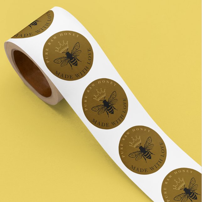 Honey Jar Beekeeping Apiary Farm Gold Classic Round Sticker (Creator Uploaded)