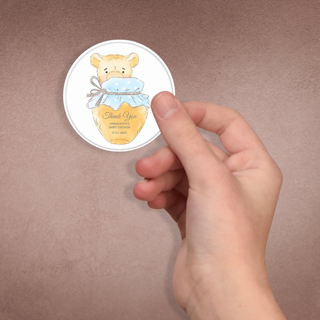 Honey Jar Boy Teddy Bear Thank You Classic Round Sticker (Creator Uploaded)