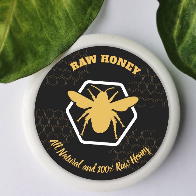 Honey Jar Fresh Honey Bee Apiary Beekeeper Classic Round Sticker (Creator Uploaded)