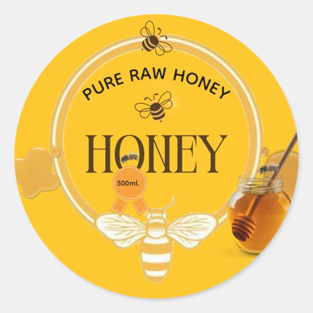 Honey Jar Honeybee Honeycomb Bee Apiary Classic Round Sticker (Front)