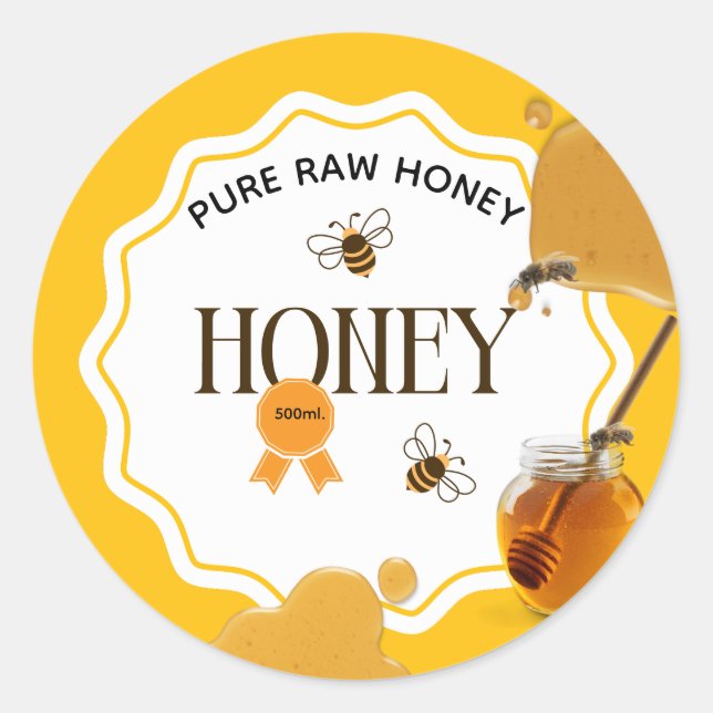Honey Jar Honeybee Honeycomb Bee Apiary Classic Round Sticker (Front)