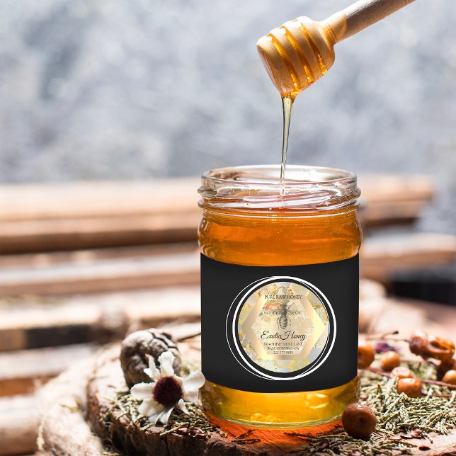 Honey Jar Honeybee Honeycomb Bee Apiary Logo Classic Round Sticker (Honey Jar Honeybee Honeycomb Bee Apiary Logo Classic Round Sticker)