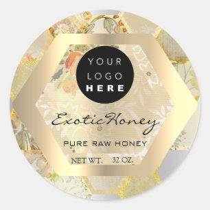Honey Jar Honeybee Honeycomb Bee Apiary Logo Classic Round Sticker