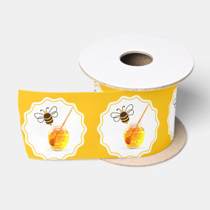 Honey Jar Honeybee Honeycomb Bee Apiary Satin Ribbon
