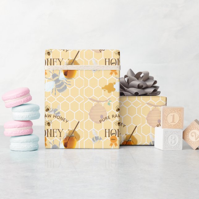 Honey Jar Honeybee Honeycomb Bee Apiary Wrapping Paper (Baby Shower)