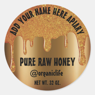 Honey Jar Honeybee Honeycomb Gold Drips Vip Classic Round Sticker