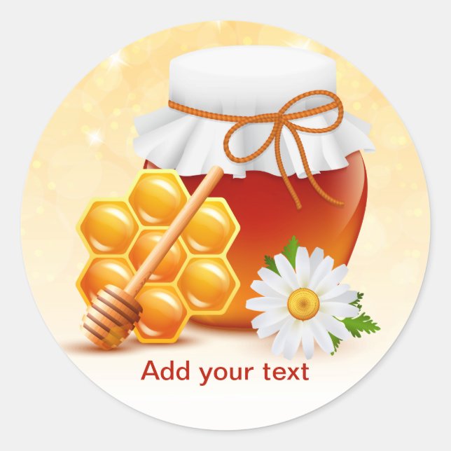 Honey Jar, Honeycomb, Daisy Classic Round Sticker (Front)