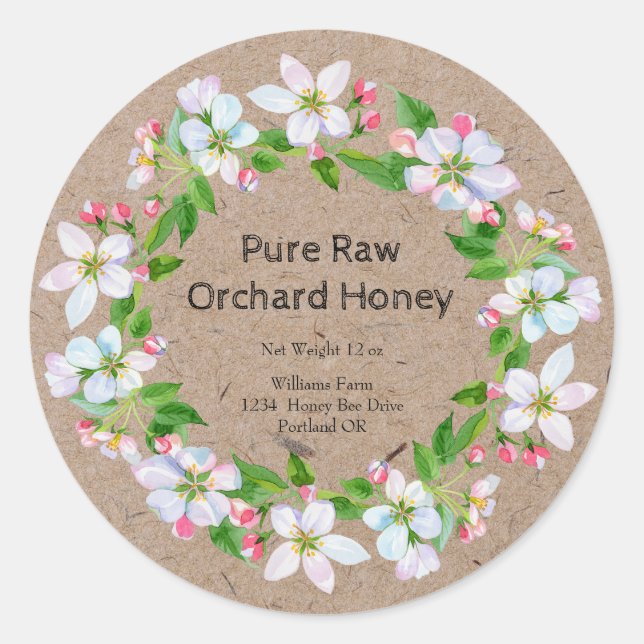 Honey Jar  Kraft Paper Label | Orchard Honey (Front)