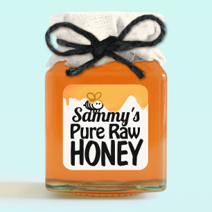 Honey Jar Label Dripping Raw Local Honey 