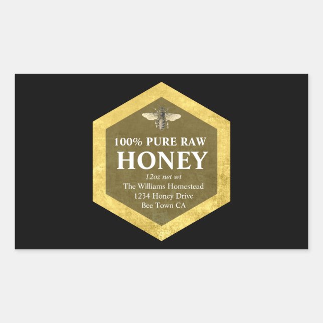 Honey Jar Label | Honey Bee  and Apiary Name (Front)
