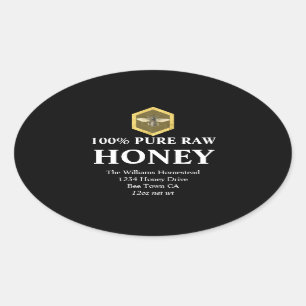 Honey Jar Label   Honey Bee  and Apiary Name Black