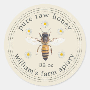 Honey Jar Label Honey Bee Apiary Antique White