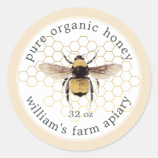 Honey Jar Label Honey Bee Apiary Honeycomb Gold