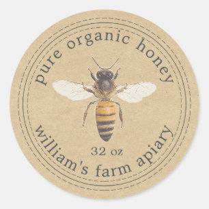 Honey Jar Label Honey Bee Apiary Kraft Paper
