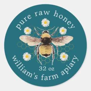 Honey Jar Label Honey Bee Apiary Laurel Green