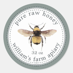 Honey Jar Label Honeybee Apiary Chinois Green