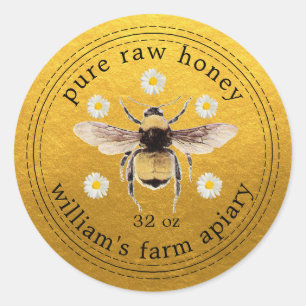Honey Jar Label Honeybee Apiary Gold