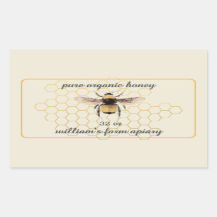Honey Jar Label Honeybee Apiary Honeycomb Antique 