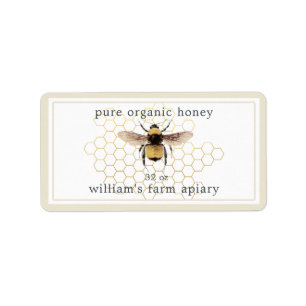 Honey Jar Label Honeybee Apiary Honeycomb Antique