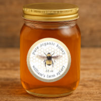 Honey Jar Label Honeybee Apiary Honeycomb Gold