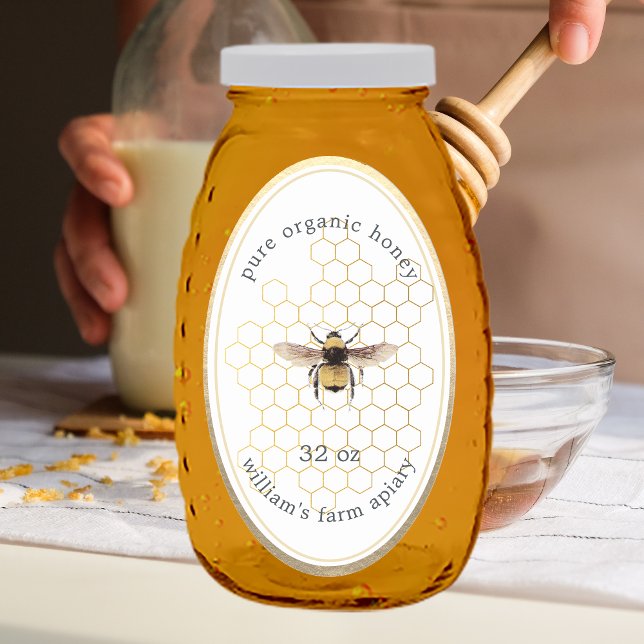 Honey Jar Label Honeybee Apiary Honeycomb Gold (Creator Uploaded)